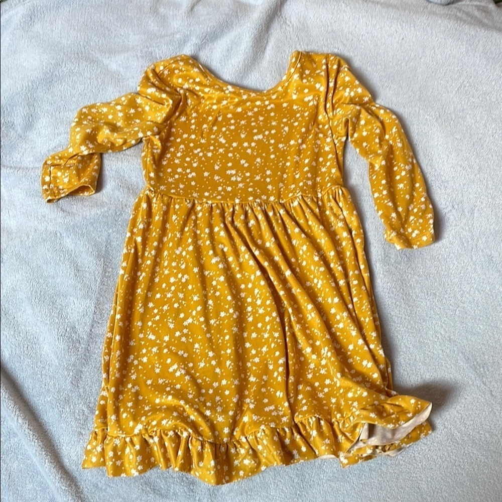 Chenault Yellow Floral Ruffled Long Sleeve Sundress